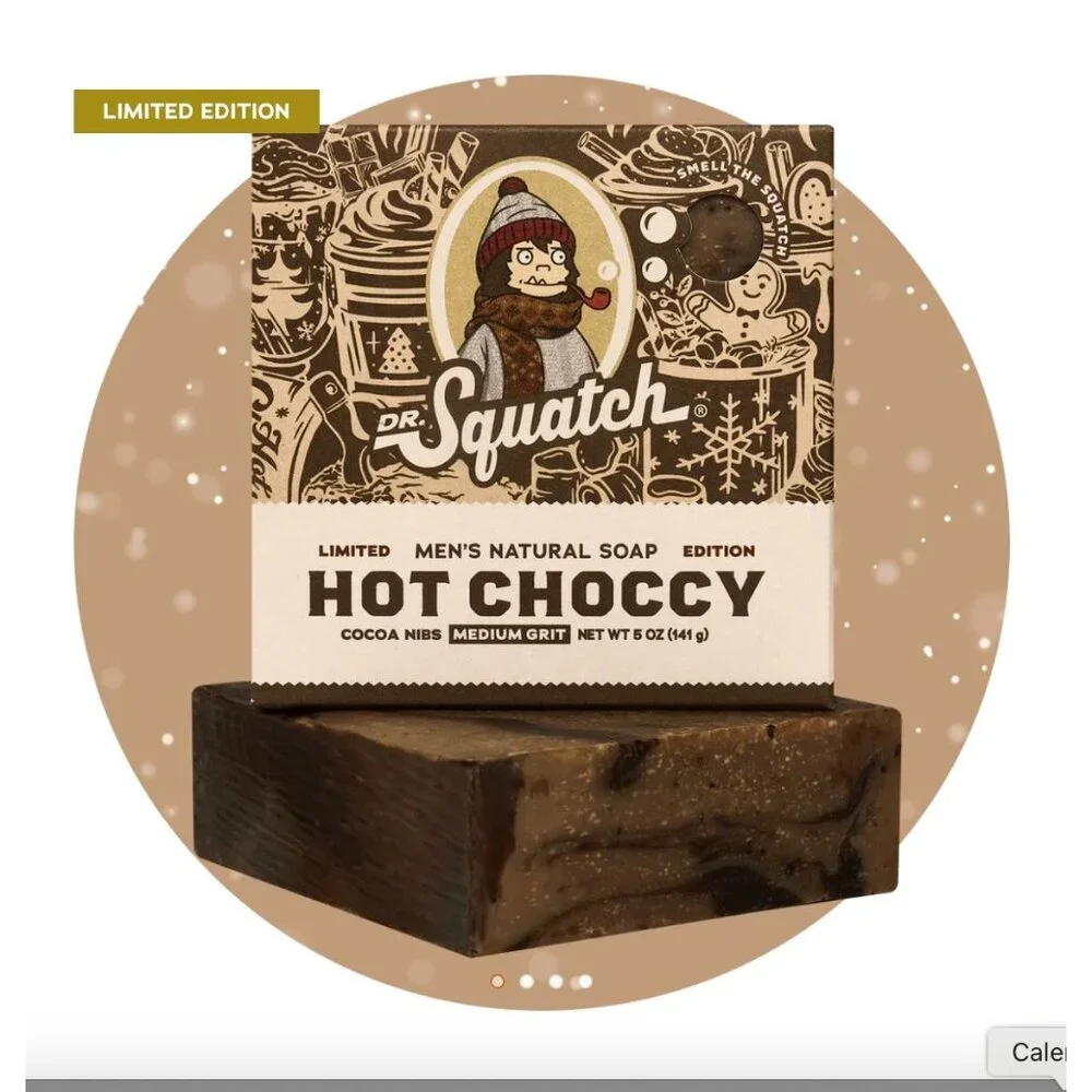 Set of 2 Dr Squatch Hot Choccy Mens Soap W/ Cocoa Nibs Med Grit New Ltd Edition